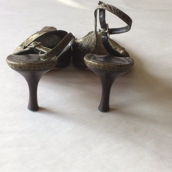 Ann Taylor Leather Faux Croc Slingback’s! Green 8! - Picture 7 of 16